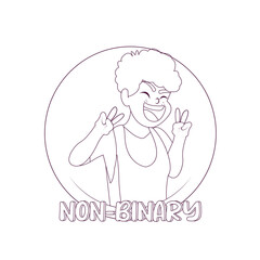 Isolated happy non binary person Vector illustration