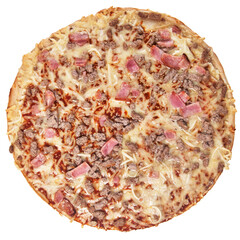  Single barbecue italian pizza isolated over white background