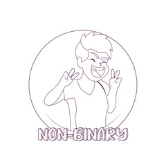 Isolated happy non binary person Vector illustration