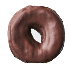  Single delicious chocolate doughnut isolated on a white background