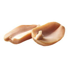 Two middle peeled peanut isolated on a white background