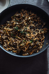 frying pan with mushrooms 