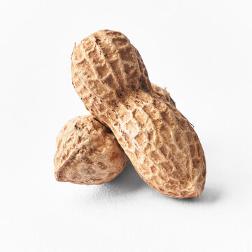  Two peanuts with shell isolated on a white background