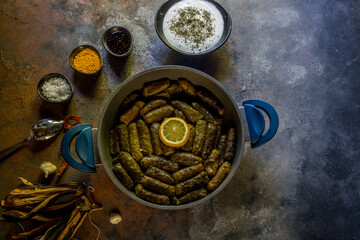 Stuffed grape leaves, a traditional Anatolian dish