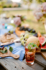 Mojito cocktail on wooden table