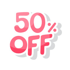 Isolated 50 off discount shop promo vector illustration