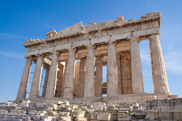 Obraz premium Parthenon on the Acropolis of Athens, Greece. The ancient Greek Parthenon is the main landmark of Athens.