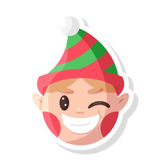 Isolated elf merry christmas decorative sticker illustration
