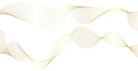 Gold line wave. Luxury style. Tech pattern. Curved wavy line, smooth stripe. Vector illustration.