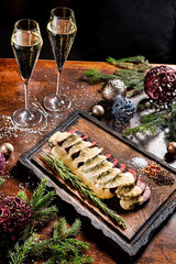 roast beef fillet on the Christmas table