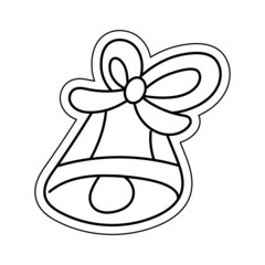 Isolated bell draw merry christmas decorative sticker illustration