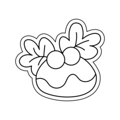 Isolated cake draw merry christmas decorative sticker illustration