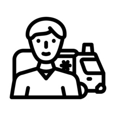 ambulance medical worker line icon vector. ambulance medical worker sign. isolated contour symbol black illustration