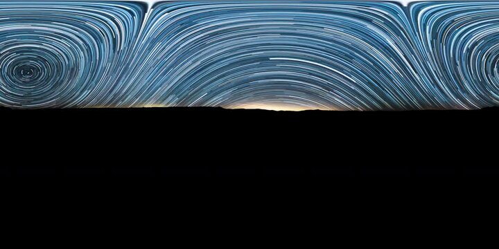 360 VR Startrails of Milky Way Galaxy and Polaris North Star 04 Northern Hemisphere Astrophotography Time Lapse Equirectangular
