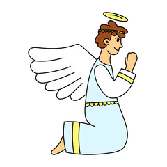 Isolated angel voice manger jesus christmas vector illustration