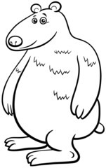 funny cartoon bear animal character coloring book page