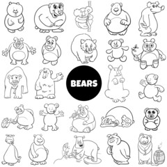 Fototapeta premium cartoon bears animal characters big set for coloring