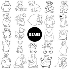 funny cartoon bears animal characters big set for coloring