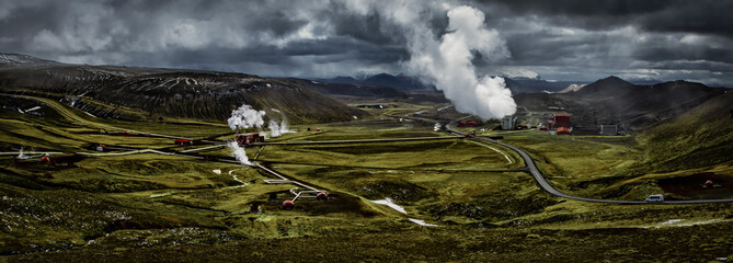 Panorama of Krafla Power Plant in Iceland