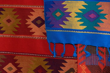 Fabric in traditional Southwestern style creating layered background