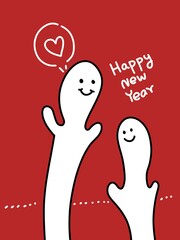 cute cartoon on red background