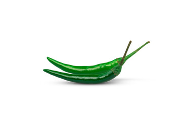 Chilli Green Vegetable on isolated white background with shadow