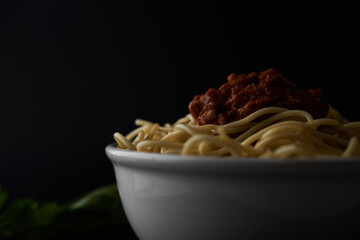 Spaguetti pasta in a bowl