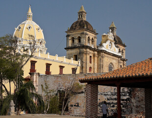 Fototapeta na wymiar Iglesia de San Pedro Claver within Old City (walled city) of Cartagena, Colombua
