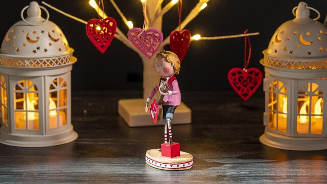 Stop motion of valentine figurines
