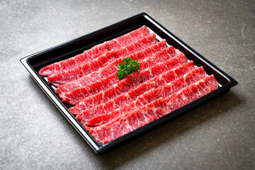 fresh beef raw sliced with marbled texture