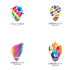 Colorful lightbulb logo designs concept  creative icon symbol technology logo  bulb logo designs