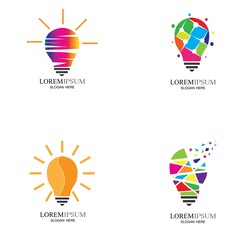 Colorful lightbulb logo designs concept  creative icon symbol technology logo  bulb logo designs