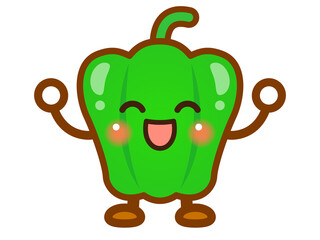 喜ぶピーマンのイラスト＿ベクター