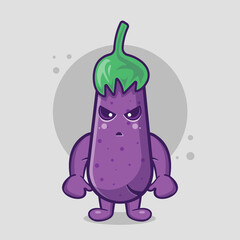 mad eggplant character mascot isolated cartoon in flat style 