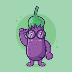 genius eggplant character mascot isolated cartoon in flat style