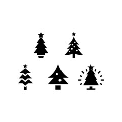 Christmas Tree set icon isolated on white background