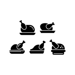 Roast Chicken set icon isolated on white background