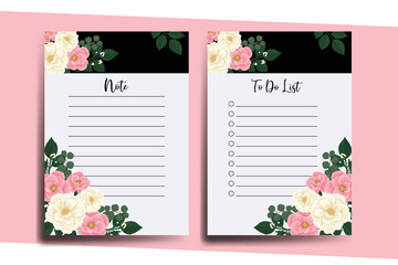 To do list Planner template Pink Mini Rose Flower Design