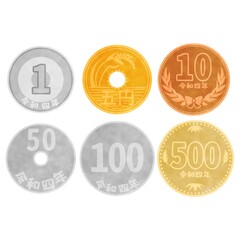 硬貨 お金 イラスト素材 1円 十円 5円 100円 五十円玉 五百円
