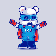 cute superhero polar bear illustration