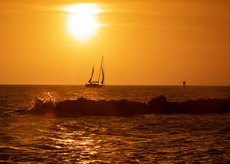 .pirate ship off the coast of florida summer sunset