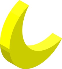 左面法アイソメトリックスタイルの三日月のイラスト1.