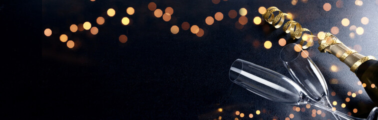 New years eve celebration background with champagne
