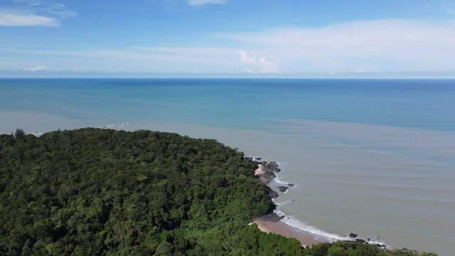 The Telok Teluk Melano Coastline and Serabang Beach at the most southern tip of the Tanjung Datu part of Sarawak and Borneo Island