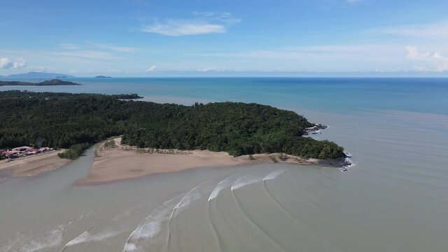 The Telok Teluk Melano Coastline and Serabang Beach at the most southern tip of the Tanjung Datu part of Sarawak and Borneo Island