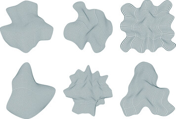 Set of wave pattern halftone texture floating