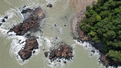 The Telok Teluk Melano Coastline and Serabang Beach at the most southern tip of the Tanjung Datu part of Sarawak and Borneo Island