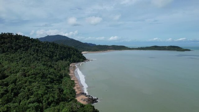 The Telok Teluk Melano Coastline and Serabang Beach at the most southern tip of the Tanjung Datu part of Sarawak and Borneo Island