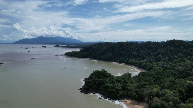 The Telok Teluk Melano Coastline and Serabang Beach at the most southern tip of the Tanjung Datu part of Sarawak and Borneo Island