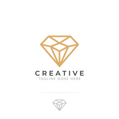 Abstract Elegant Diamond Jewelry Line Logo Design Template